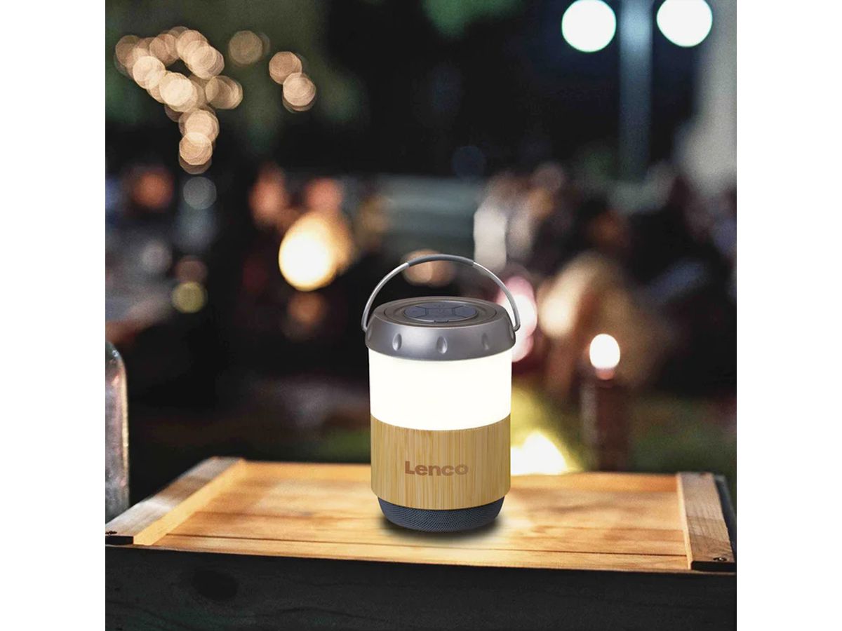 Lenco Bambus Lampe BTL-030BA, mit eingebauter Bluetooth Lautsprecher