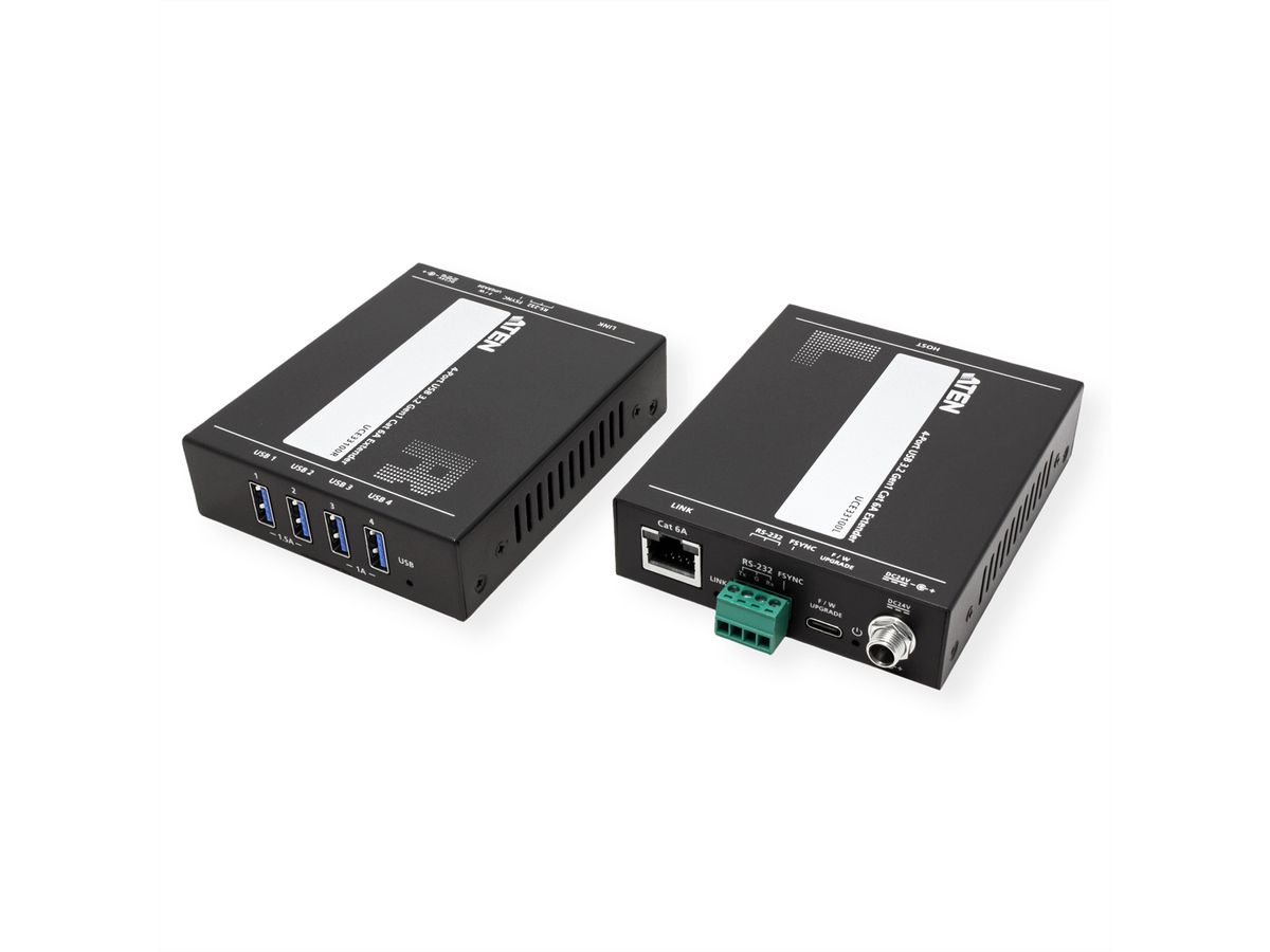ATEN UCE33100 Prolongateur USB 3.2 Gen 1 Cat 6A à 4 ports, jusqu'à 100 m