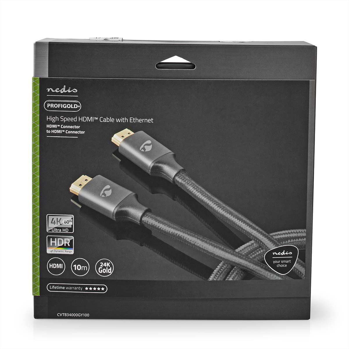 Nedis HDMI High Speed Kabel mit Ethernet, grau, 10 m