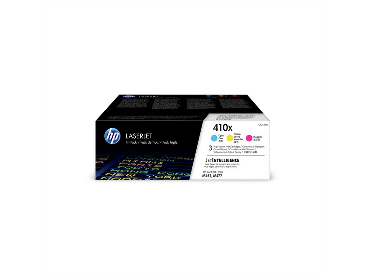 HP Toner CF252XM (410X) Tri-Pack C/M/Y, 5.000 pages pour CLJ Pro M452dn, MFP M477fdn