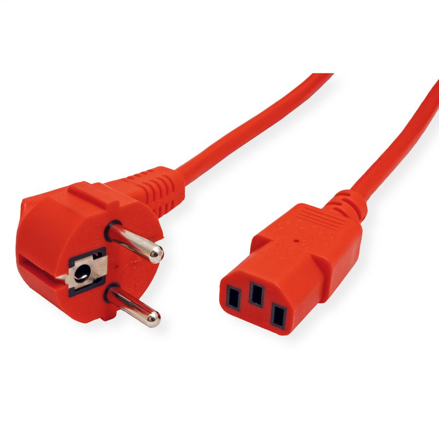 ROLINE Câble d'alimentation IEC droit, rouge, 1,8 m