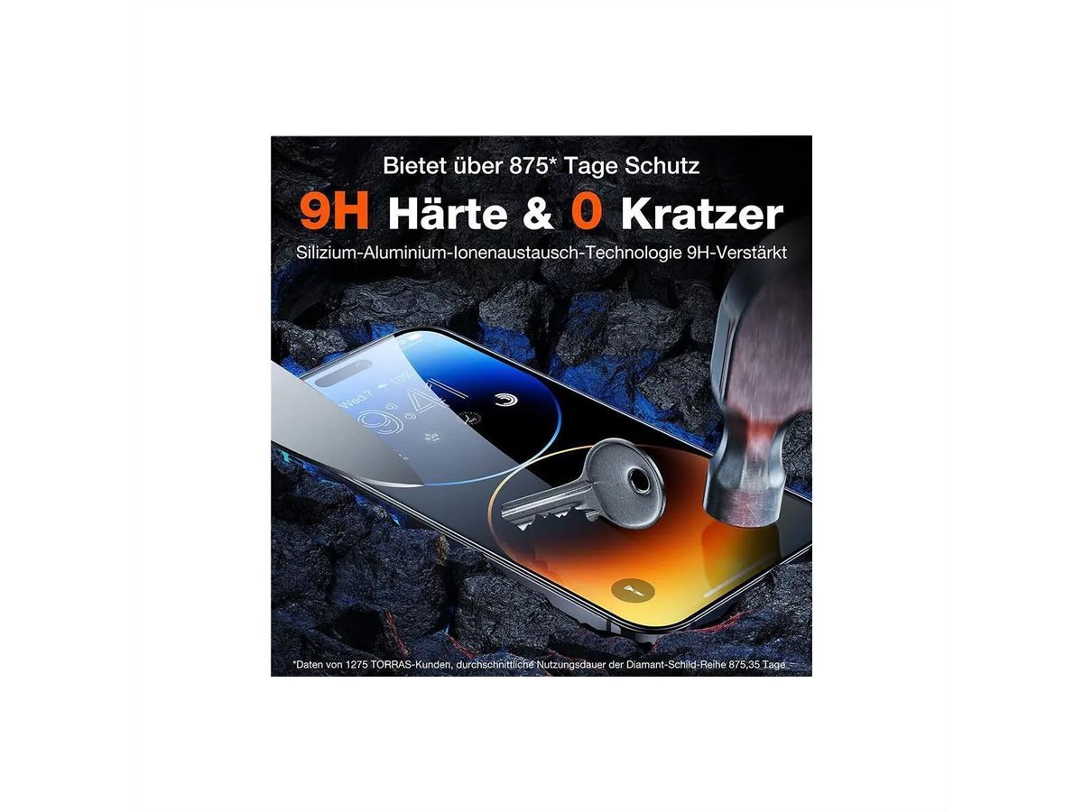 Torras Verre tempé protection d'écran, GlassGo, iPhone 14/13/13pro, transparent