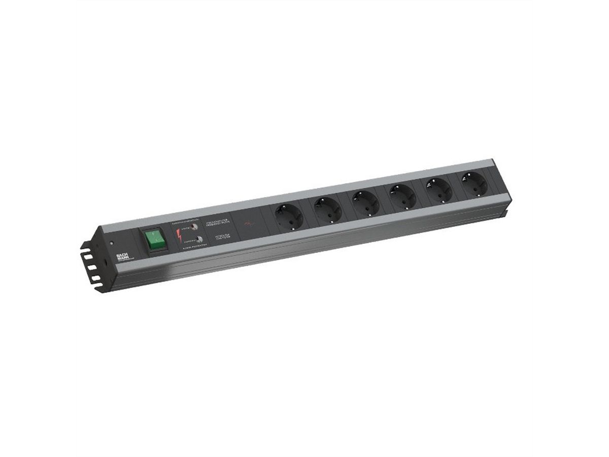BACHMANN Multiprise 6x contact de protection, protection totale des appareils, interrupteur, 2 m