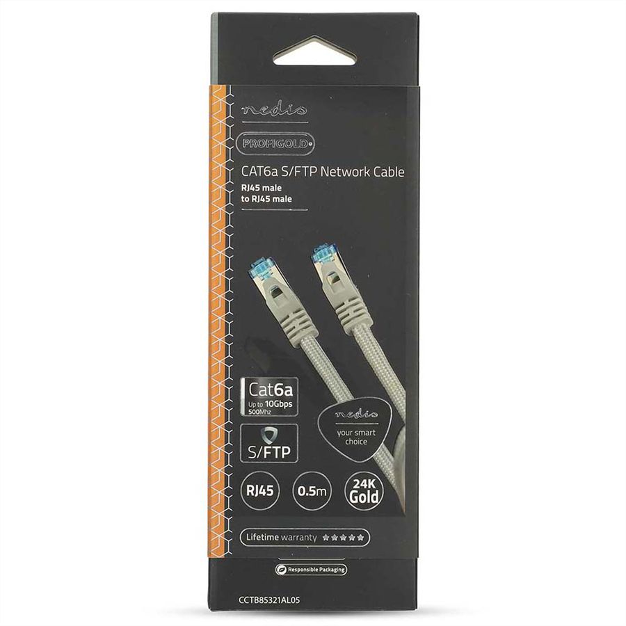 Nedis Cordon réseau S/FTP Cat.6A, blanc, 0.5m