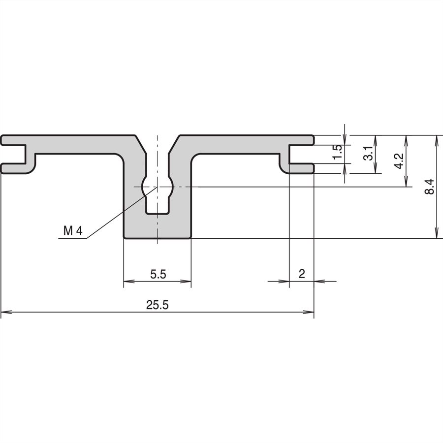 Rail horizontal arrière SCHROFF, type AB pour guides cartes E/S arrière, 28 HP