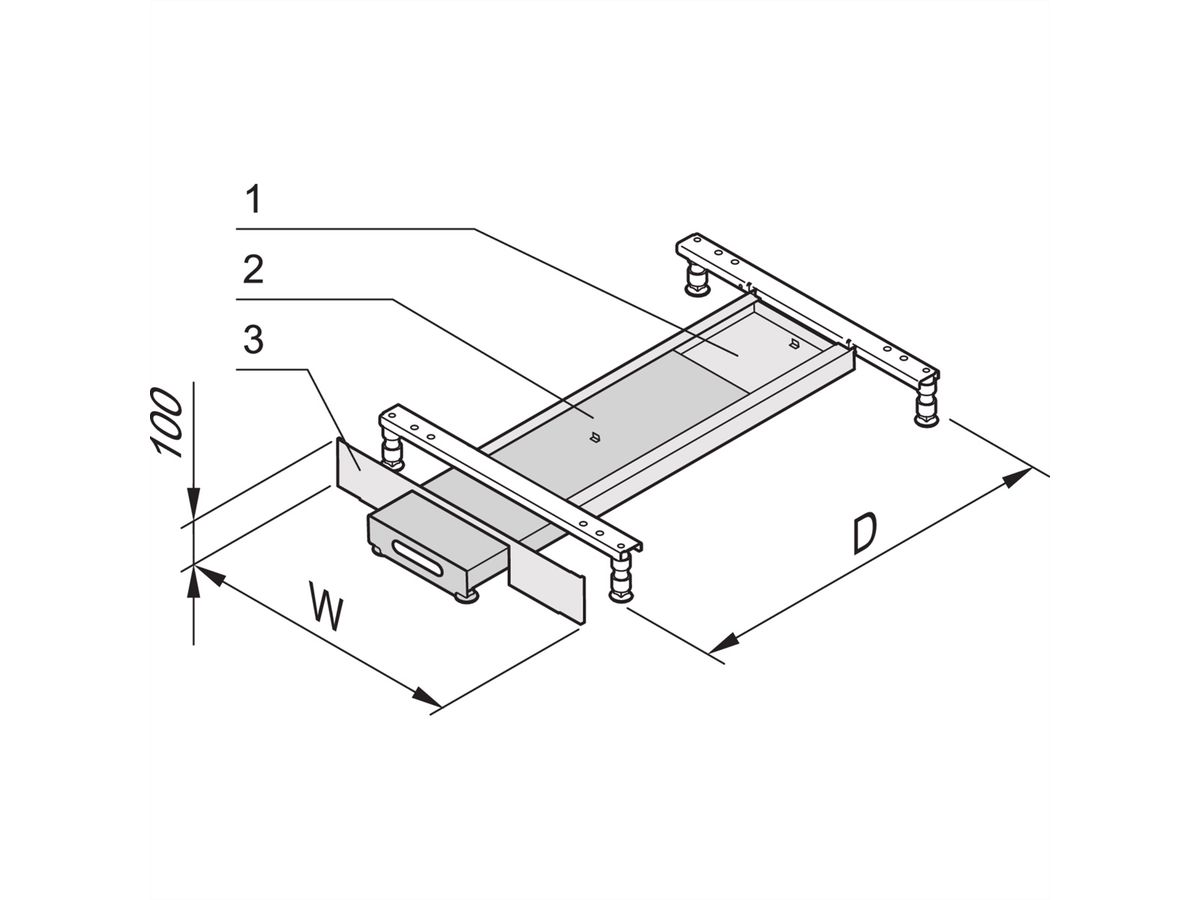 SCHROFF Kippschutz ausziehbar - KIPPSCHUTZ 800B 1000T RAL7021