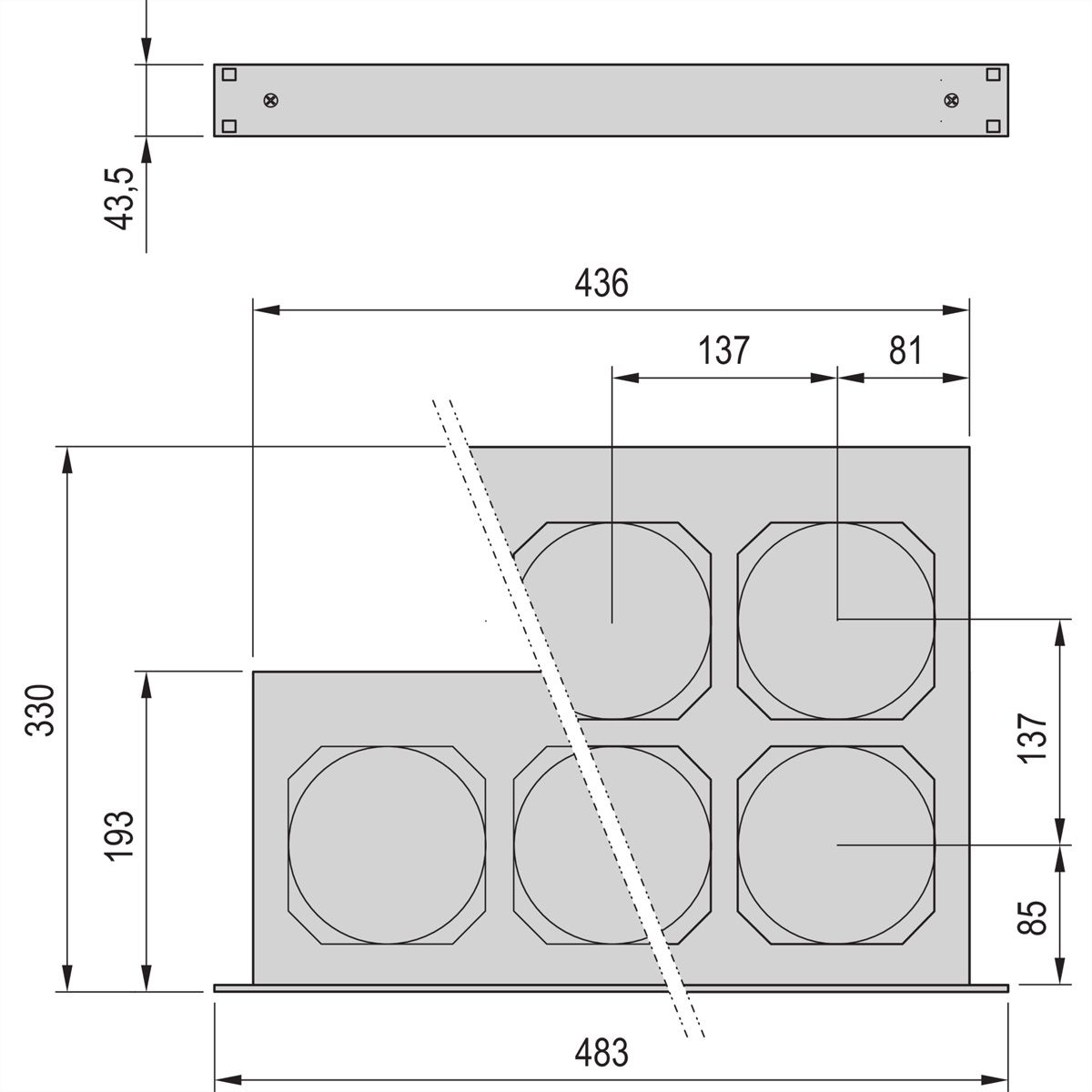 Unité de ventilation 19" SCHROFF, 1 U, 6 ventilateurs, 230 VAC