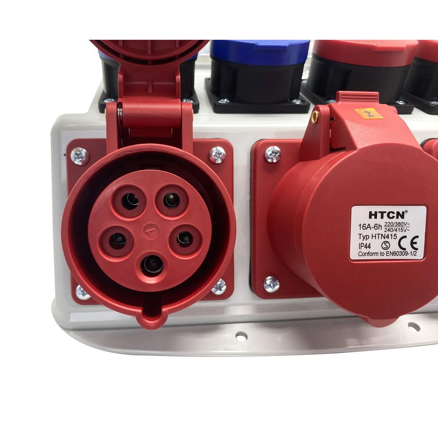Distributeur électrique 16 A IP44/IP55 + entrée FI , 1x CEE16/5 Output: 2xCEE16/5 2xT23 2xT25 , gris