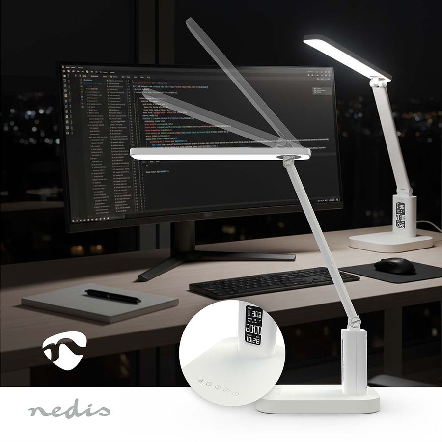 Nedis LED-Schreibtischlampe dimmbar, weiss