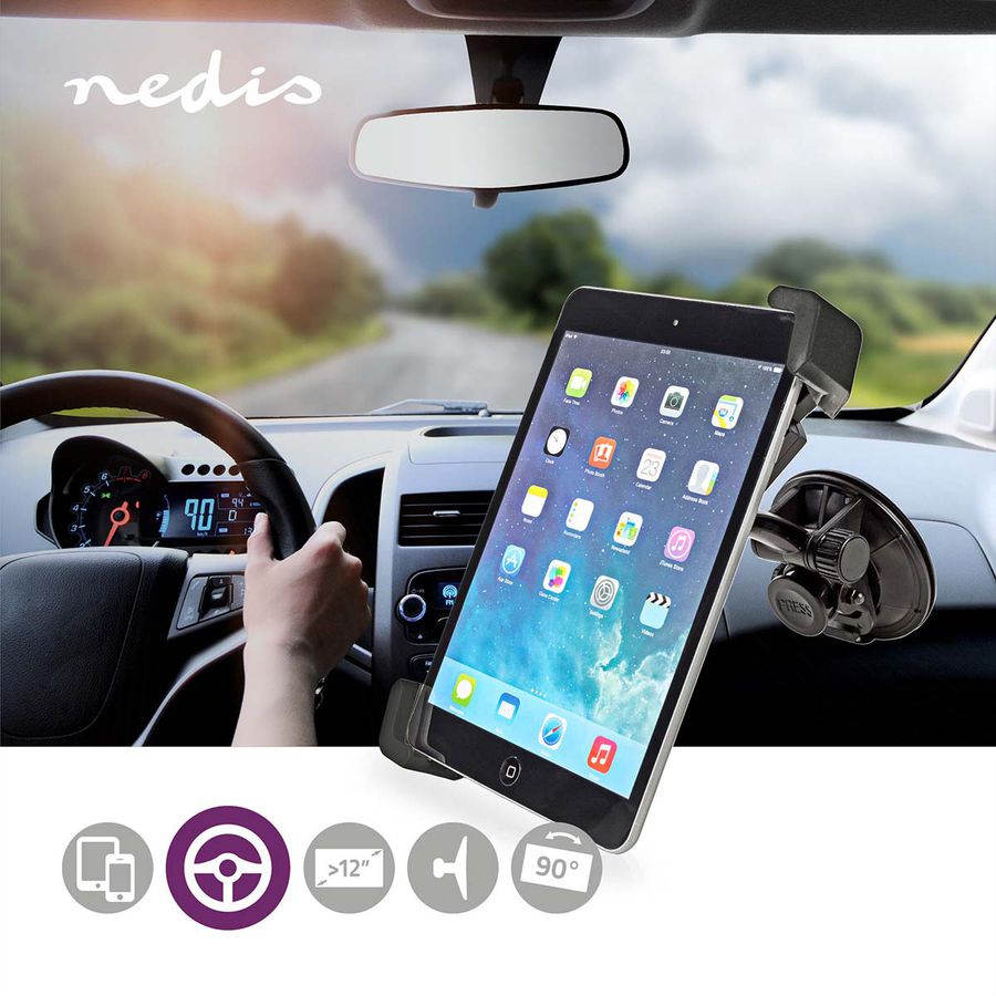 Support pour tablette de 12 pouces Nedis pour voiture, Fenêtre, appuie-tête, réglable