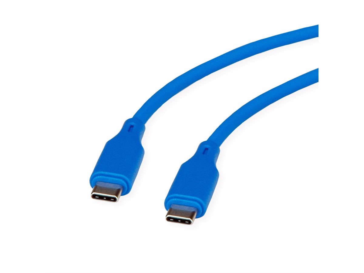 ROLINE USB 2.0 Kabel, Typ C-C, ST/ST, Silikon, 60W, blau, 1 m