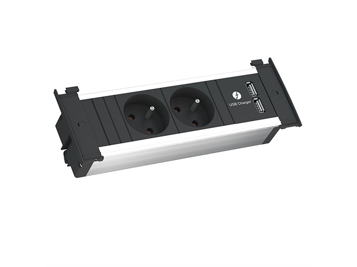 BACHMANN KAPSA S 2xUTE 1xUSB Charger Strom 2,0m CEE7/7