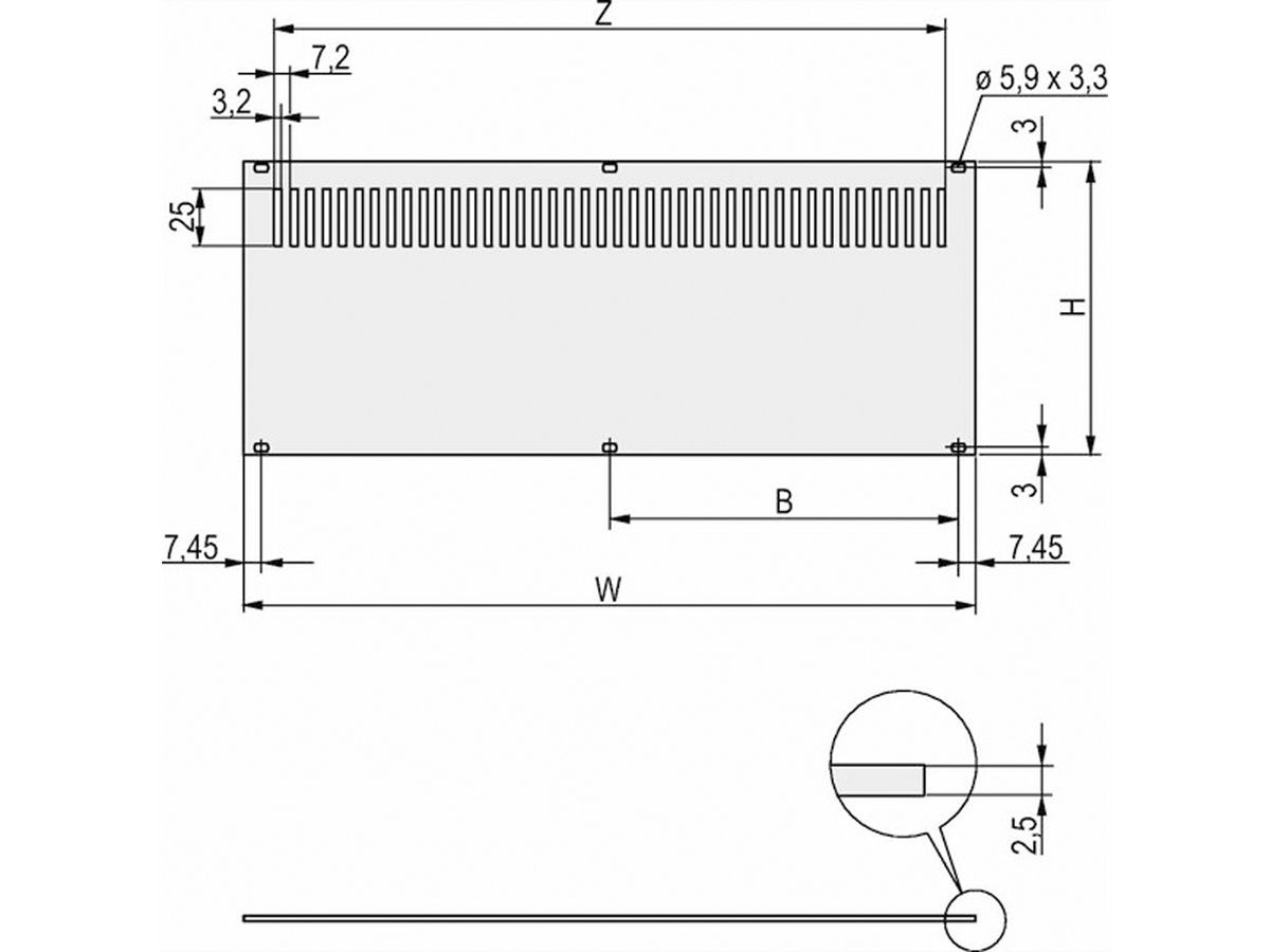 Panneau arrière SCHROFF, perforé, non blindé, pour RatiopacPRO et PropacPRO, 6 U, 28 HP