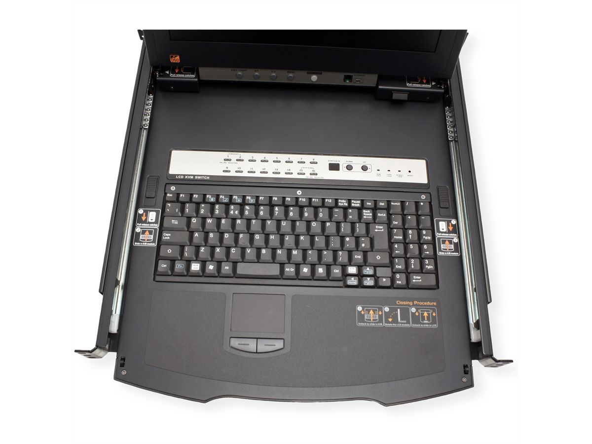 ATEN KL1516AiM KVM Over-IP Switch, 43cm TFT, VGA, PS/2-USB über Kat 5, 16 Ports, DE-Layout