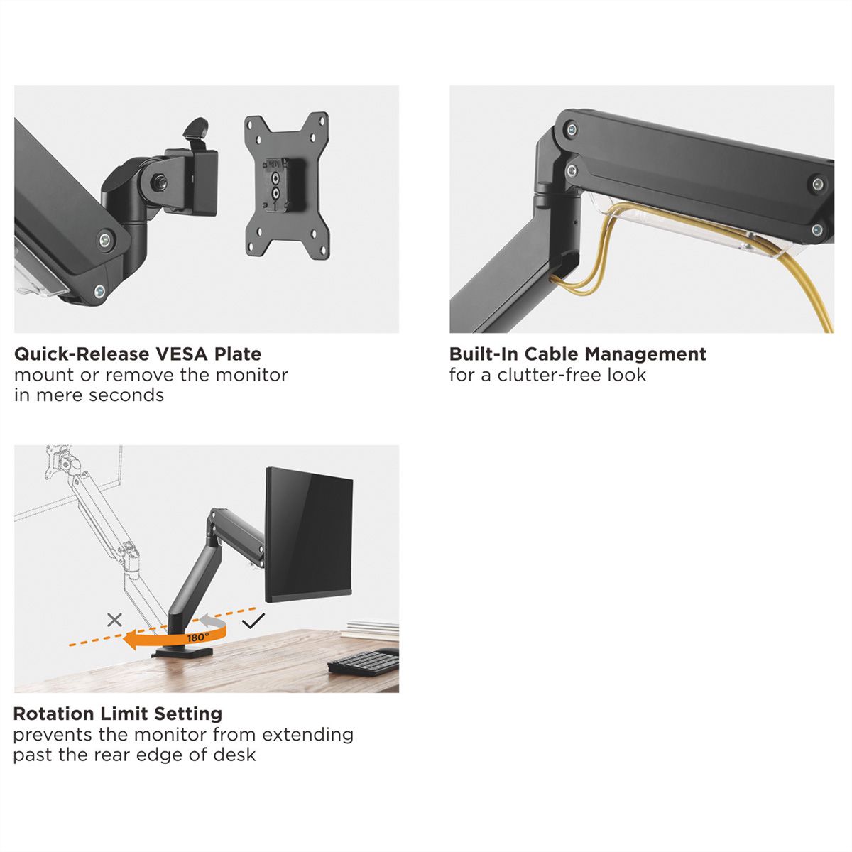 ROLINE LCD-Arm, Tischmontage, Gasfeder, 5 Gelenke, bis 18 kg