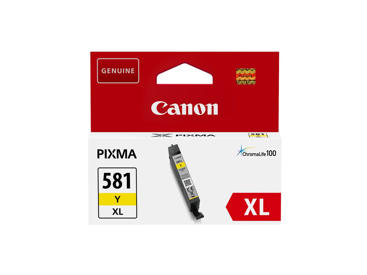 CLI-581Y XL, Tintenpatrone yellow hohe Ergiebigkeit, ca. 519 Seiten, für CANON PIXMA TR7550, TR8550, TS6150, TS6151