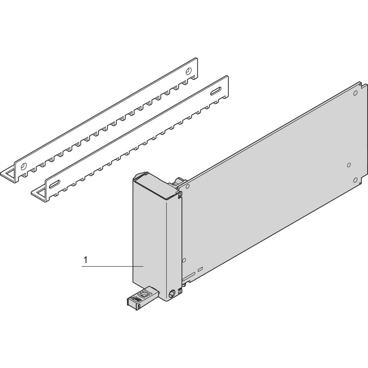 Module de remplissage AMC SCHROFF avec poignée de tirage, simple, pleine taille, aluminium