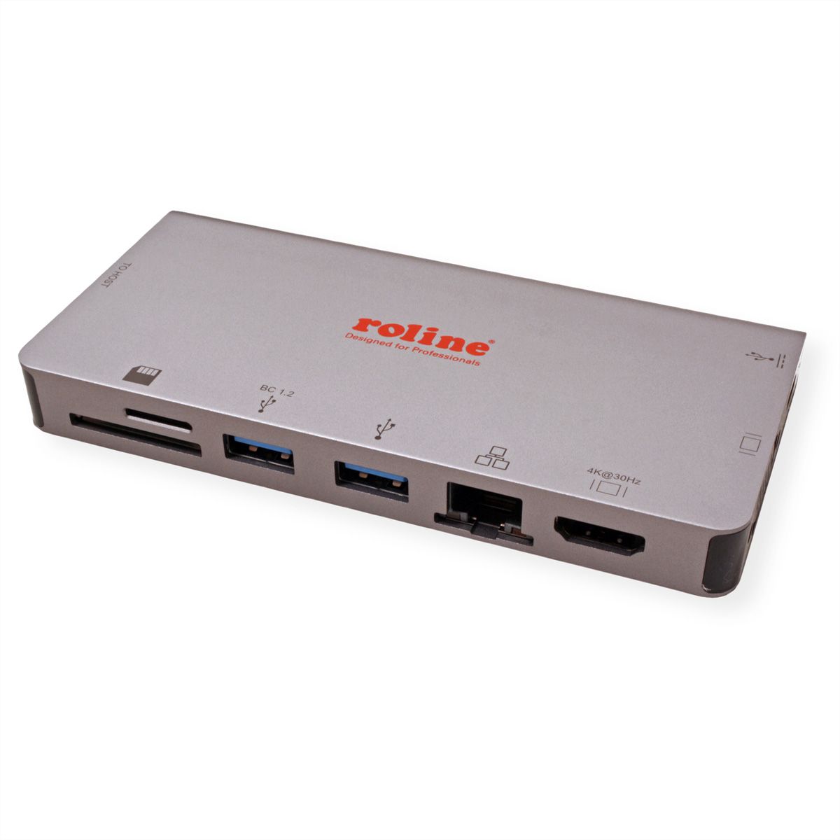 ROLINE USB Typ C Dockingstation, HDMI 4K, VGA, 2x USB 3.2 Gen 1, LAN, PD, Cardreader