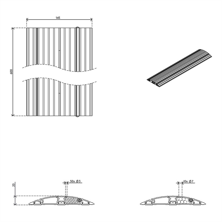 DATAFLEX Addit Kabelschutz, gerade 402, silberfarben, 60 cm