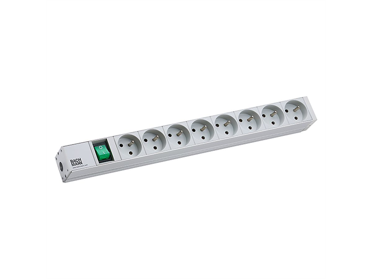 BACHMANN Prise multiple, 8x avec interrupteur, argent