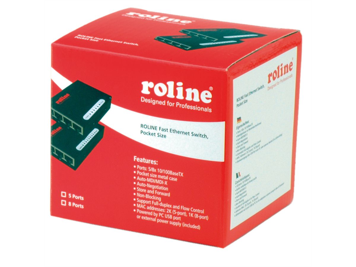 ROLINE Fast Ethernet Switch, Pocket, 5 Ports