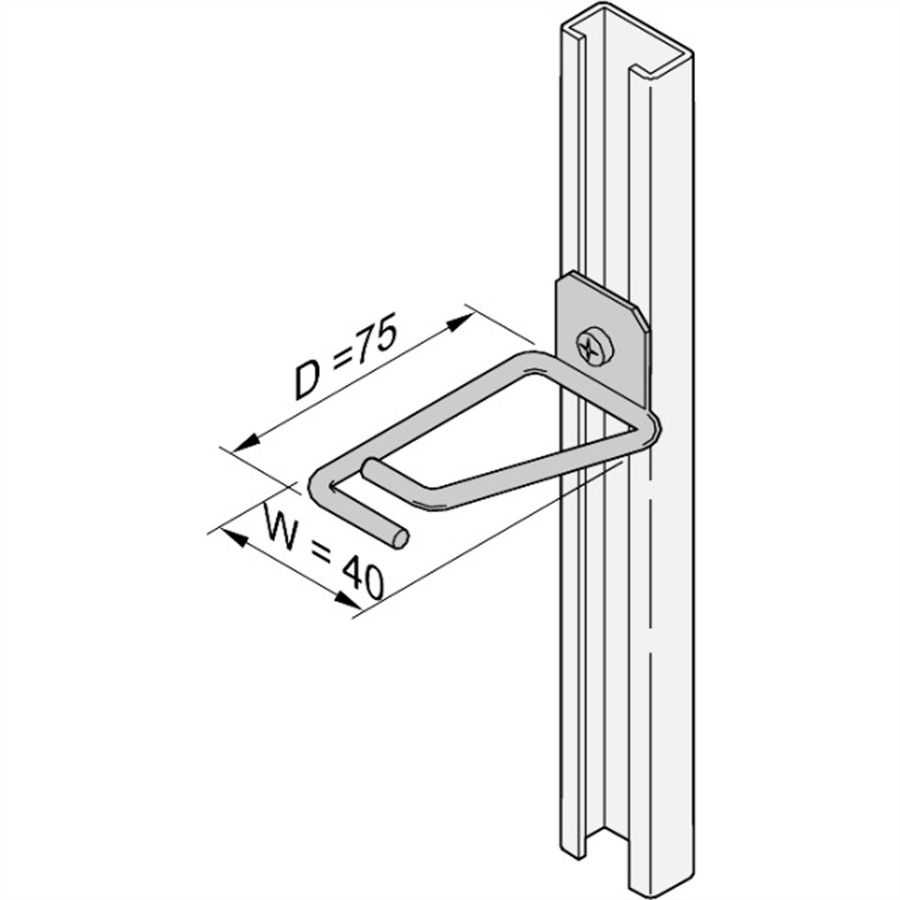 Oeillet de câble SCHROFF pour rail en C, acier, 40 x 75 mm