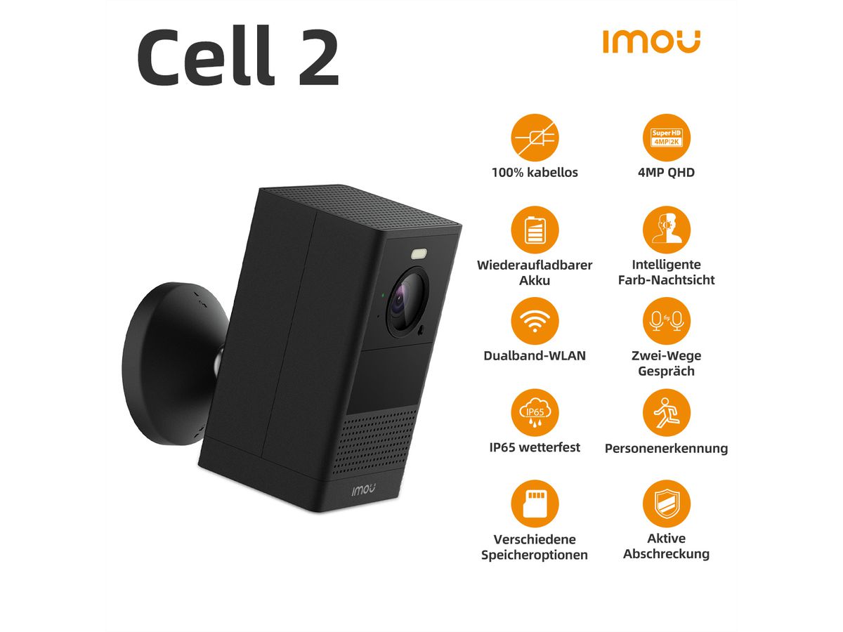 Imou Cell 2 Battery-Caméra 4 MP, 110°, LED IR & lumière blanche