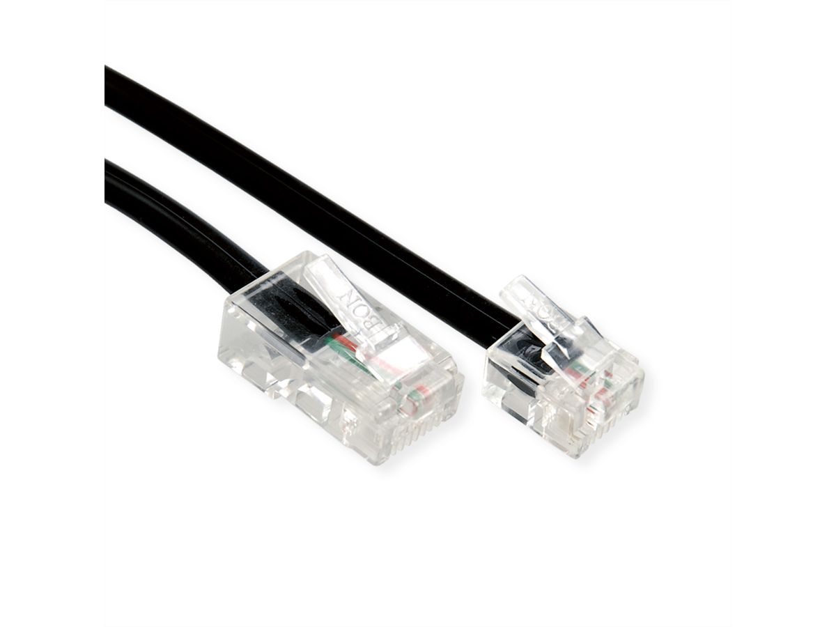 Telefonkabel RJ11 (6P2C) - RJ45 (8P2C), schwarz, 1 m