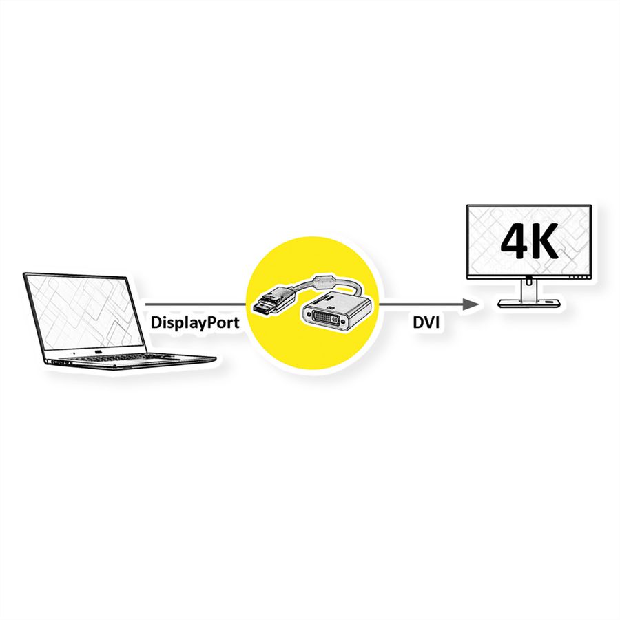 ROLINE GOLD 4K Adaptateur DisplayPort - DVI, DP M-DVI F