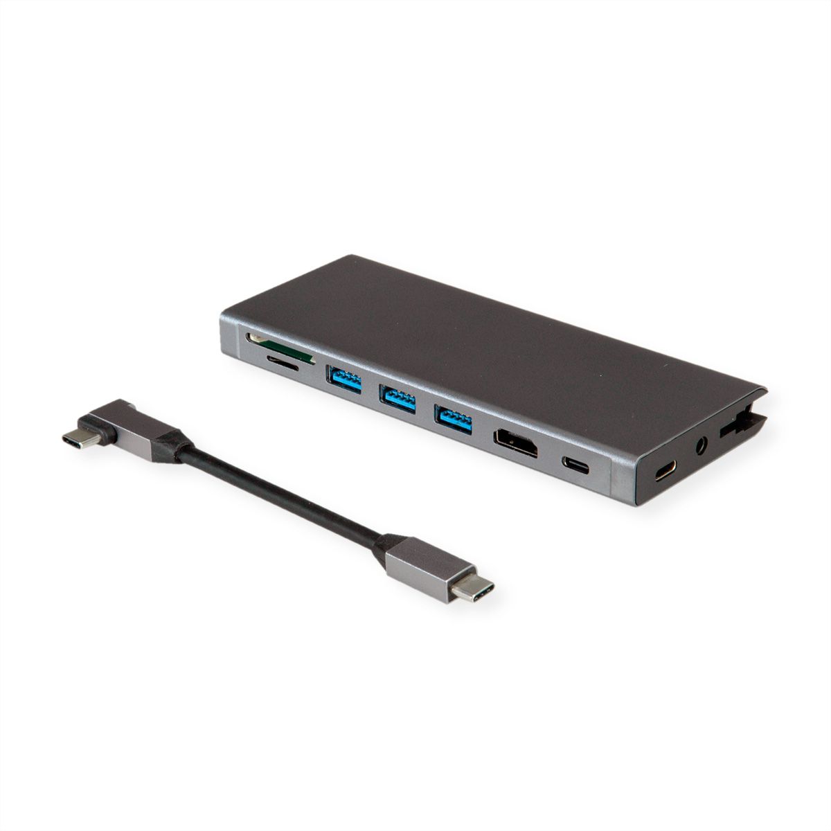 VALUE Station d'accueil USB type C, HDMI 4K60, 4x US3.2Gen1 (1x C + 3x A), 1x PD, 1x SD/TF, 1x RJ45, 1x 3.5mm