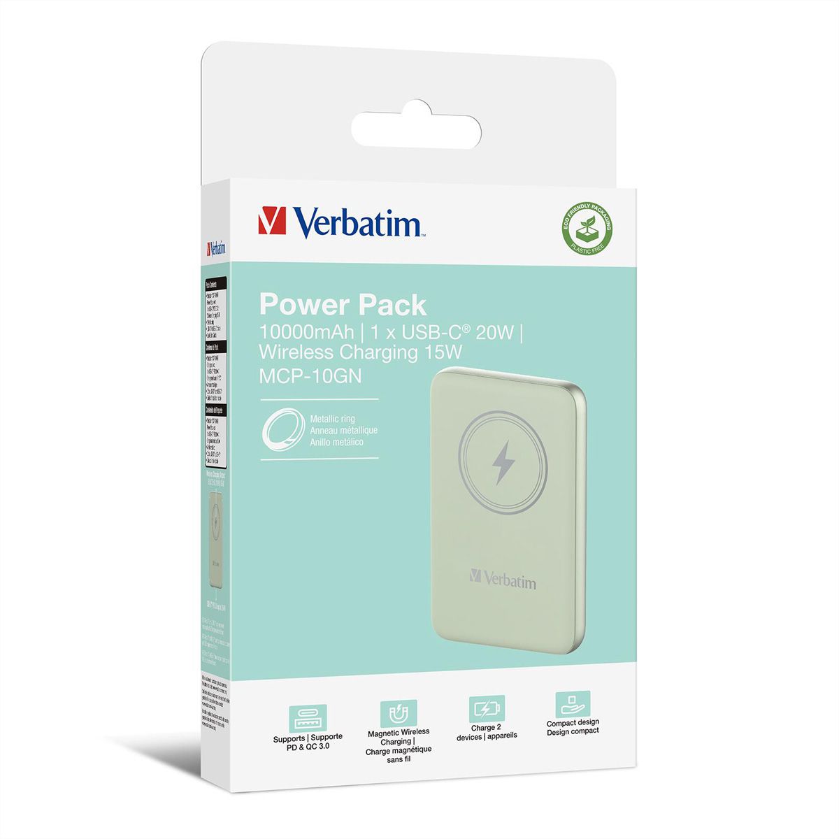 Verbatim Powerbank 10000 mAh Green, 15W, PD20W, USB-C