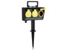 BACHMANN Gartensteckdose mit Erdspieß, 3x CEE 7/3, IP44, Outdoor