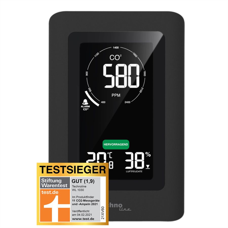 TechnoLine Luftgütemonitor WL1030, CO2, Temperatur, Luftfeuchtigkeit