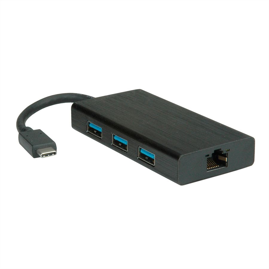 VALUE Convertisseur USB-C - Gigabit Ethernet + Hub