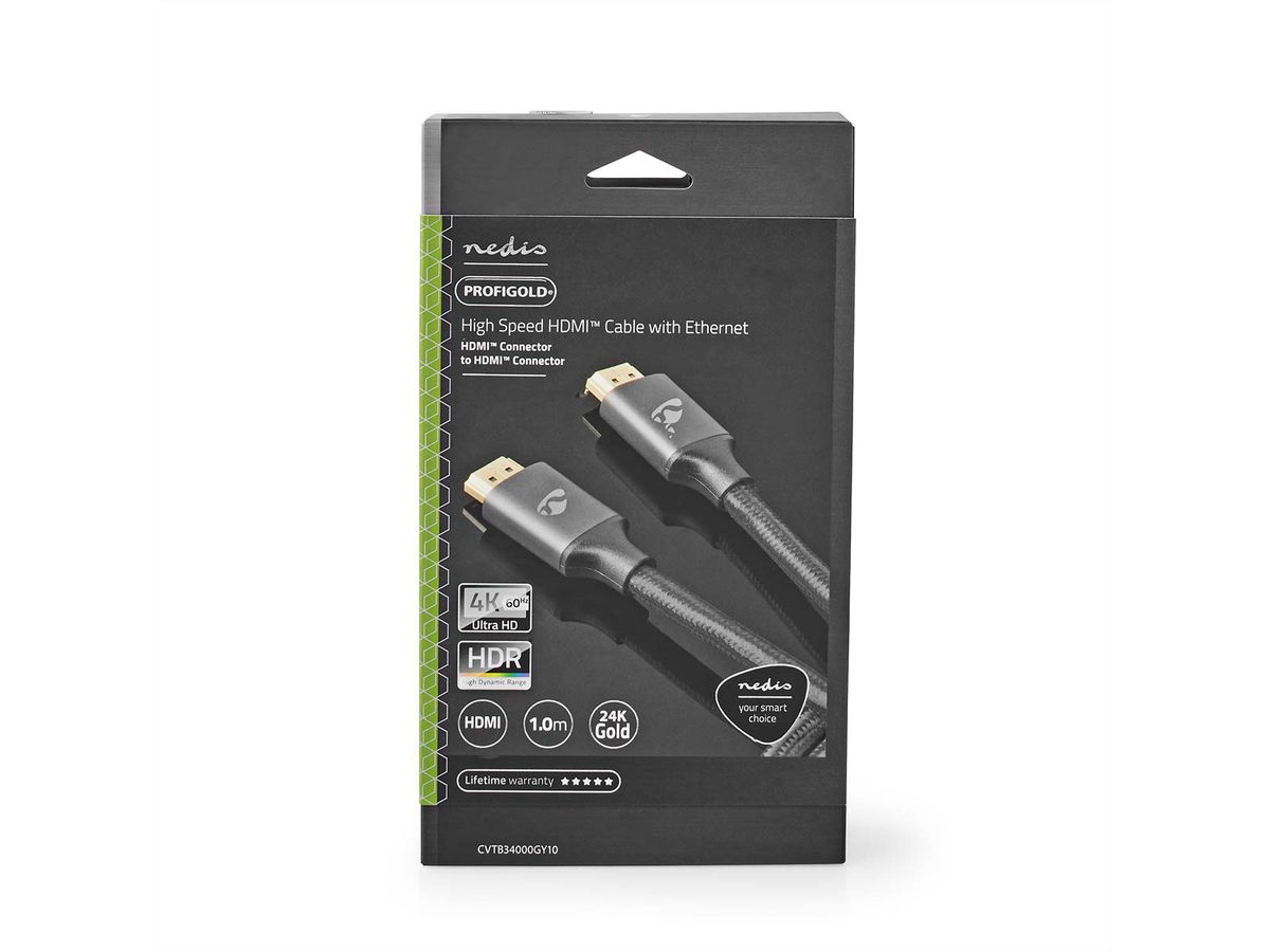 Nedis HDMI High Speed Kabel mit Ethernet, grau, 1 m