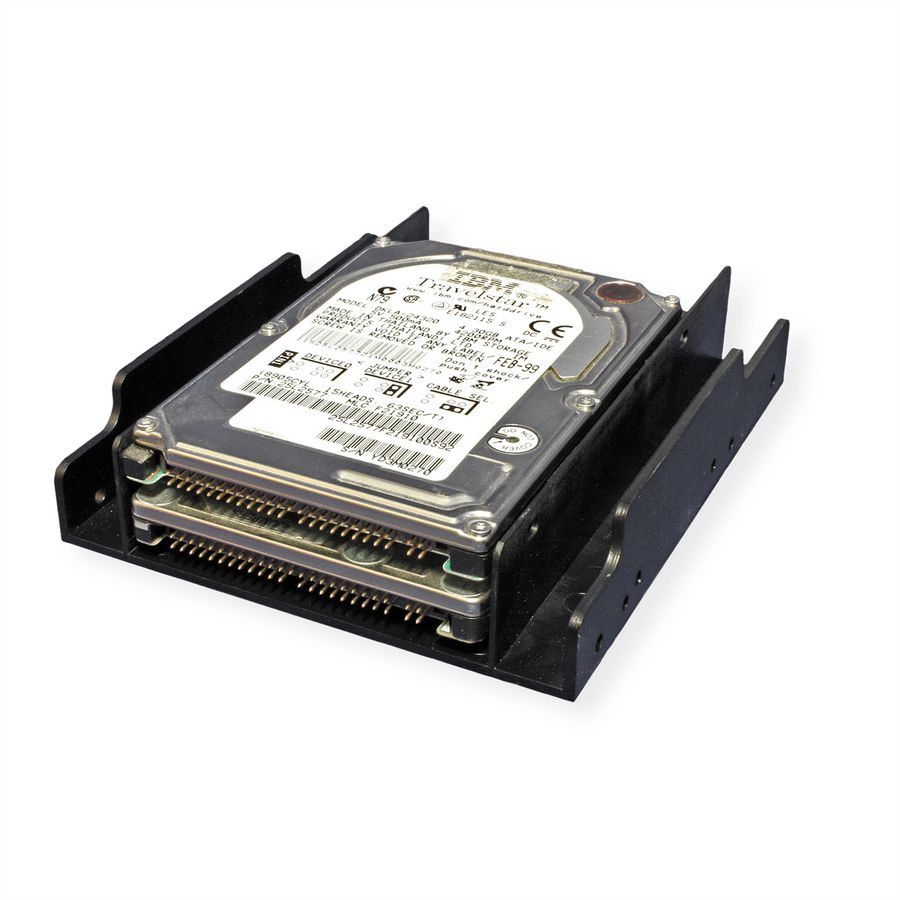 ROLINE Montageadapter, 3,5 Zoll Rahmen für 2x 2.5 HDD, schwarz