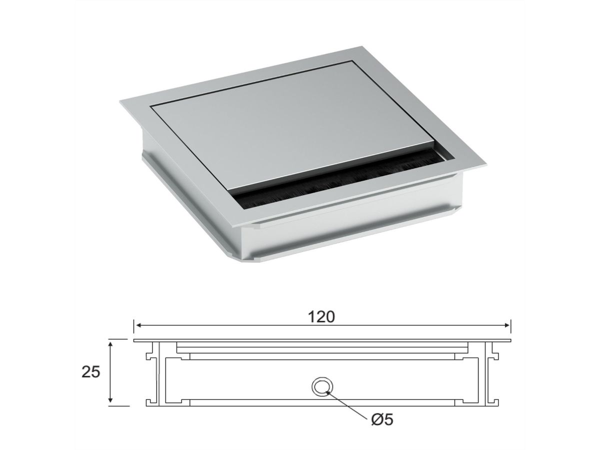 BACHMANN LOOP SQUARE Passe-câbles, argent