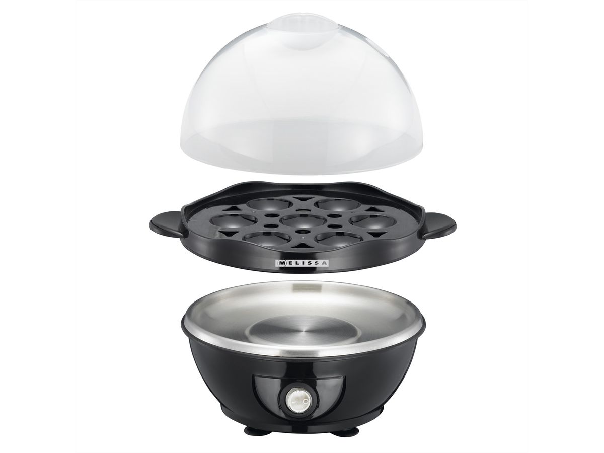 Melissa Cuisinière à œufs 16270021, noir/bouton transparent, 360W