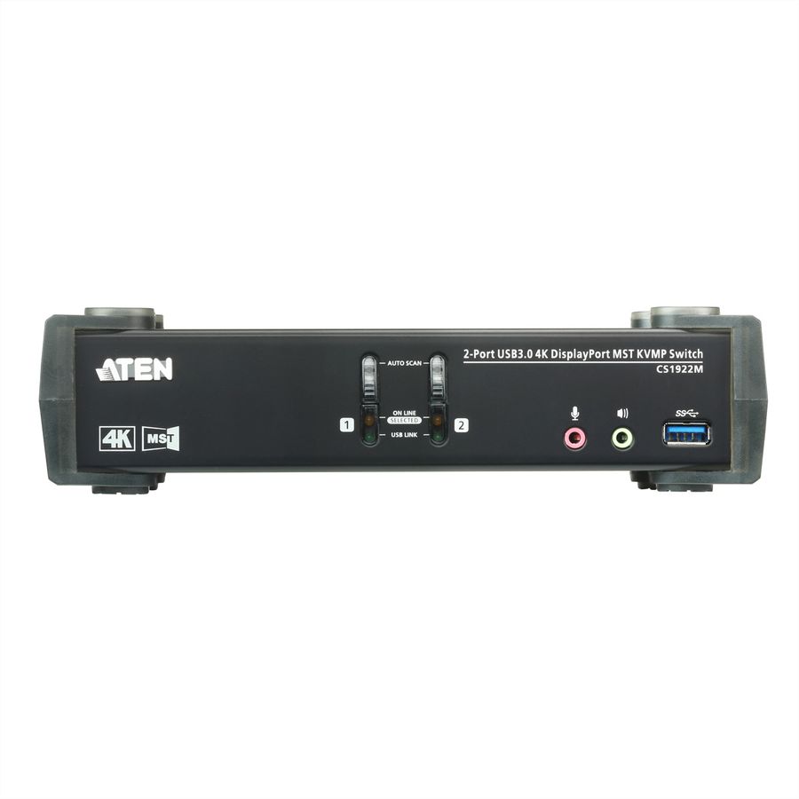 ATEN CS1922M 2-Port USB 3.0 4K DisplayPort MST KVM Switch