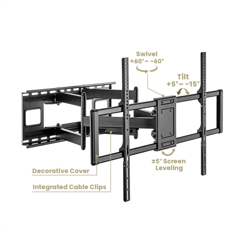VALUE Support mural pour écrans LCD, flexible, 60–120 pouces, jusqu'à 120 kg