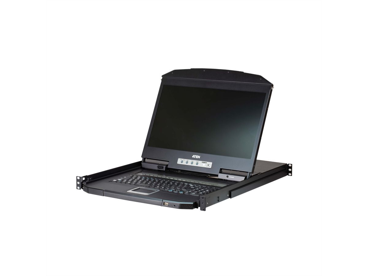 ATEN CL3108NX Commutateur KVM, 18,5" TFT, VGA, PS/2-USB, 8 ports, IT-Layout