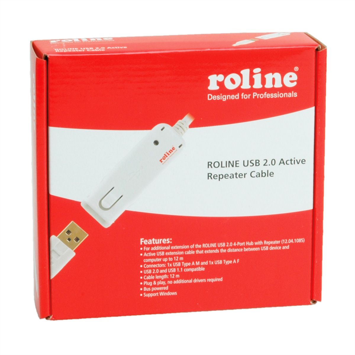 ROLINE Rallonge USB 2.0 blanche pour 12.04.1085, 12 m