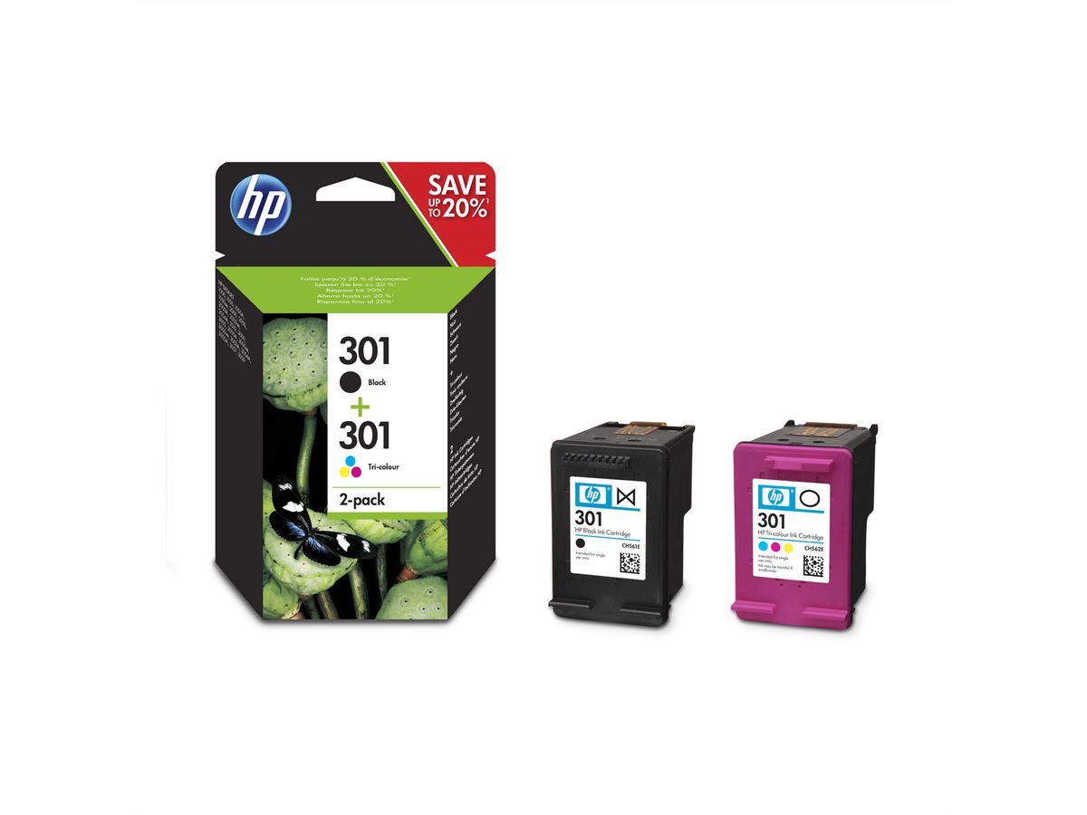 HP N9J72AE Kombipack 301/301 schwarz/color für DeskJet 1000 / 1050 / 2050 / 3000 / 3050