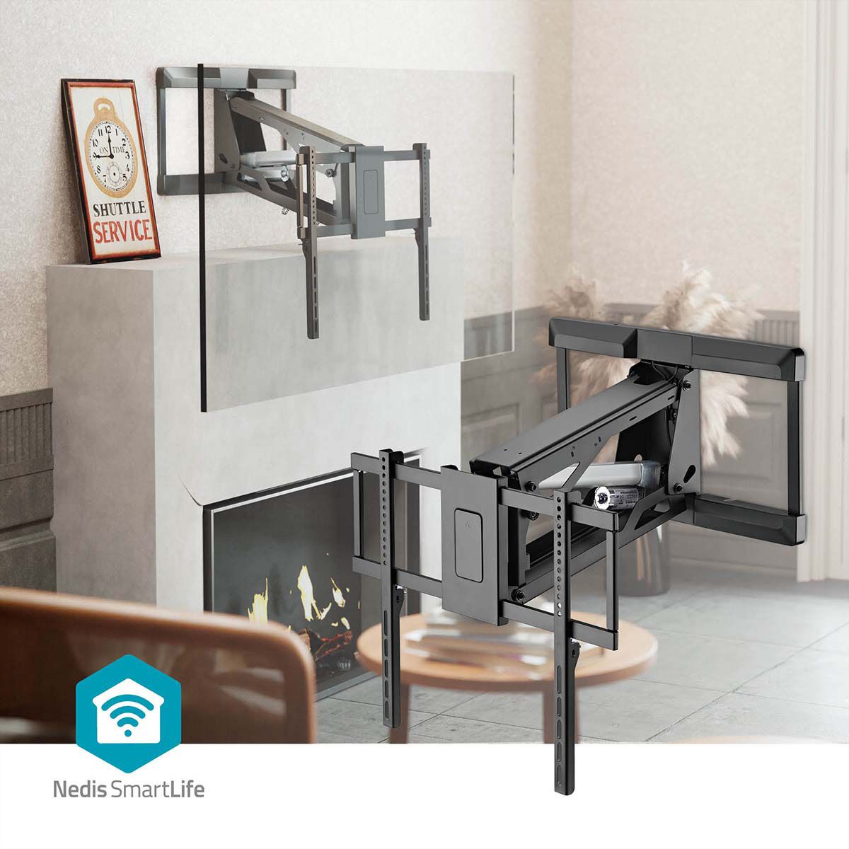 Nedis SmartLife motorisierte TV-Wandhalterung 37–75" schwarz, Wand, 35 kg, motorisiert