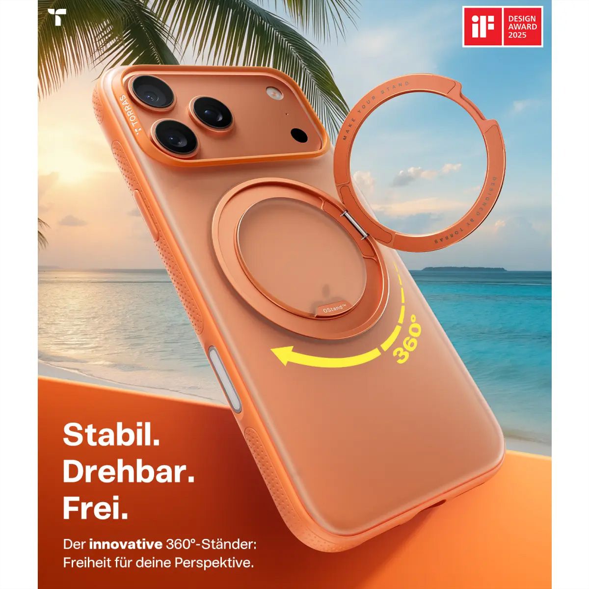 Torras Ostand R Fitness Schutzhülle, iPhone 17 Pro, MagSafe, orange
