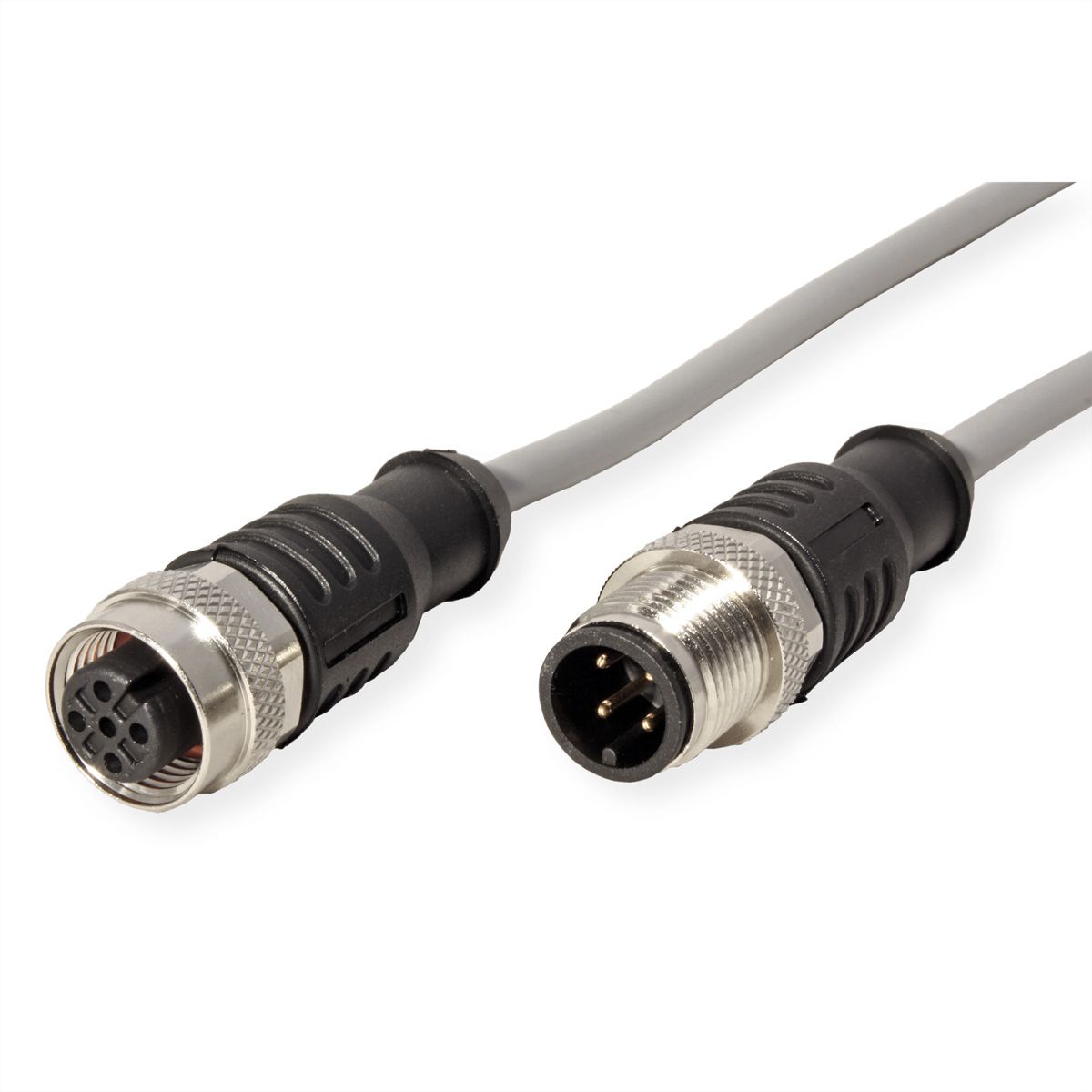 METZ CONNECT M12 Sensor-/Aktorleitung, A-kodiert, M12 Stecker gerade - M12 Buchse gerade, grau, 1 m
