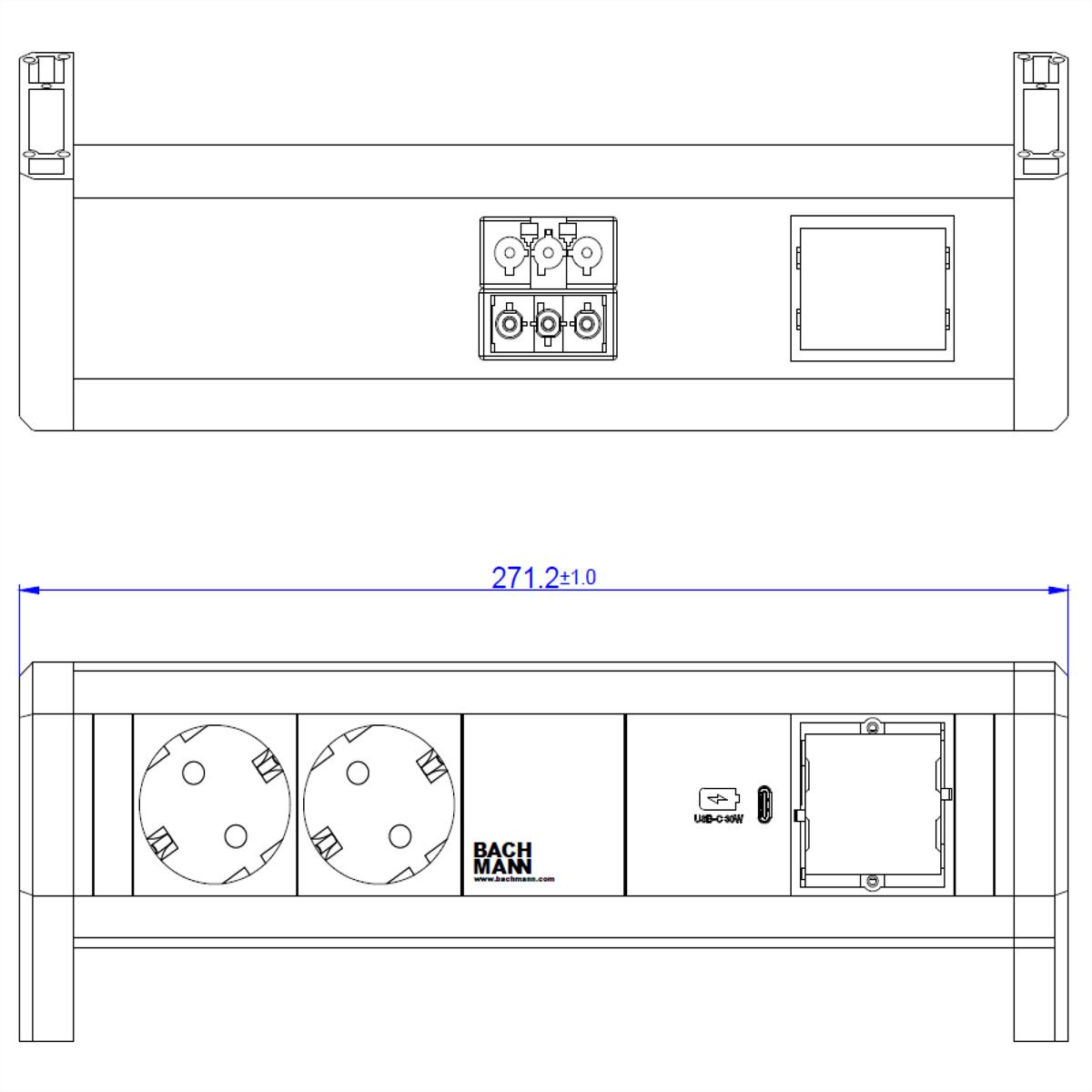 BACHMANN DESK 2x contact de protection USB C