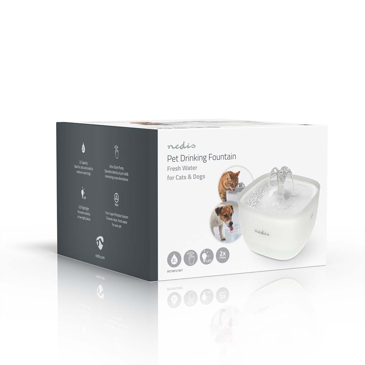 Nedis Haustier-Trinkbrunnen 2 l, weiss