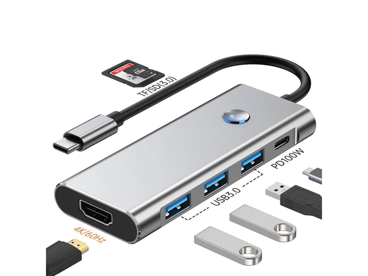 VALUE Station d'accueil USB type C, HDMI 4K60, 3x USB A + type C PD, 1x SD/MicroSD (TF)