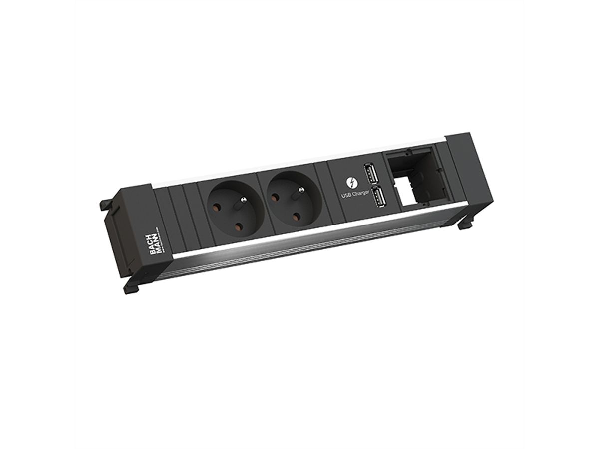 BACHMANN POWER FRAME 2xUTE 1xUSB 1xCM Strom 0,2m GST18